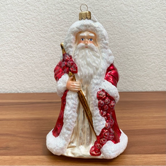 Glassware Art Studio Poland Santa Hand Blown Handcrafted Mercury Glass Ornament - Picture 4 of 16